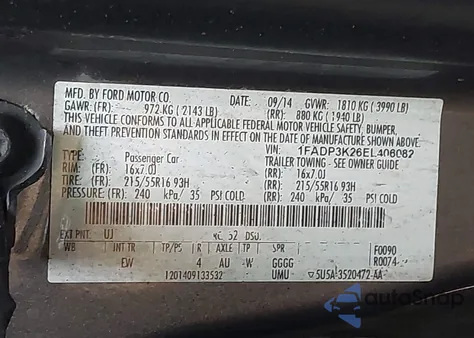 2014 Ford Focus Se из США, поврежденный, VIN 1FADP3K26EL406082